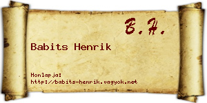 Babits Henrik névjegykártya